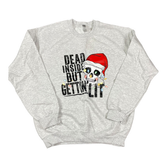 Custom Christmas Crewneck Sweater Gray‎ Size Medium - Picture 1 of 4